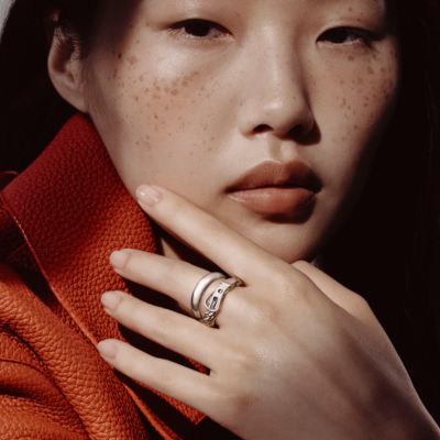 Boucle Sellier Inflexible ring, large model - Silver | Hermès USA